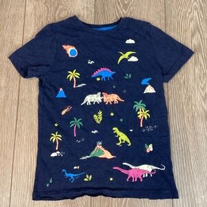 Mini Boden Tshirt Dinosaurs Tee Short‎ Sleeve Palm Tree Navy Blue